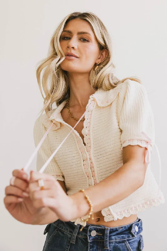 Penelope Ribbon Trim Cardigan Stylish Women's Neon