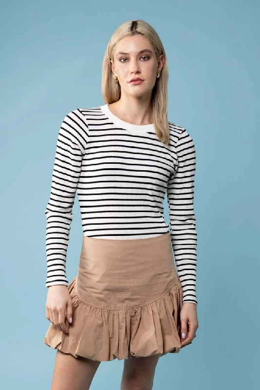 Jasper Knit Top Cream Stripe Elegant Women's 