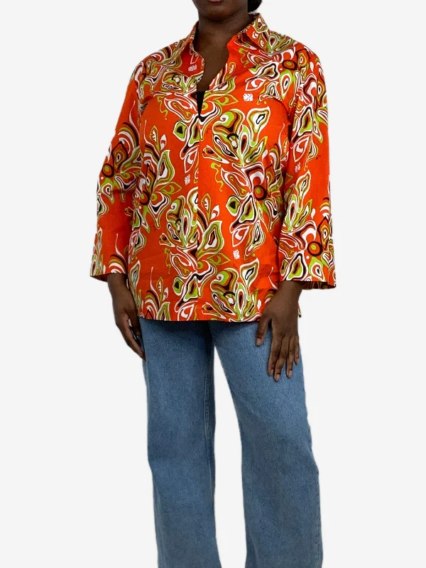 Red printed tunic - size UK 14 European