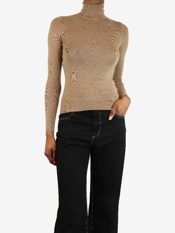 Brown roll-neck top - size UK 6 Sleek Women's 