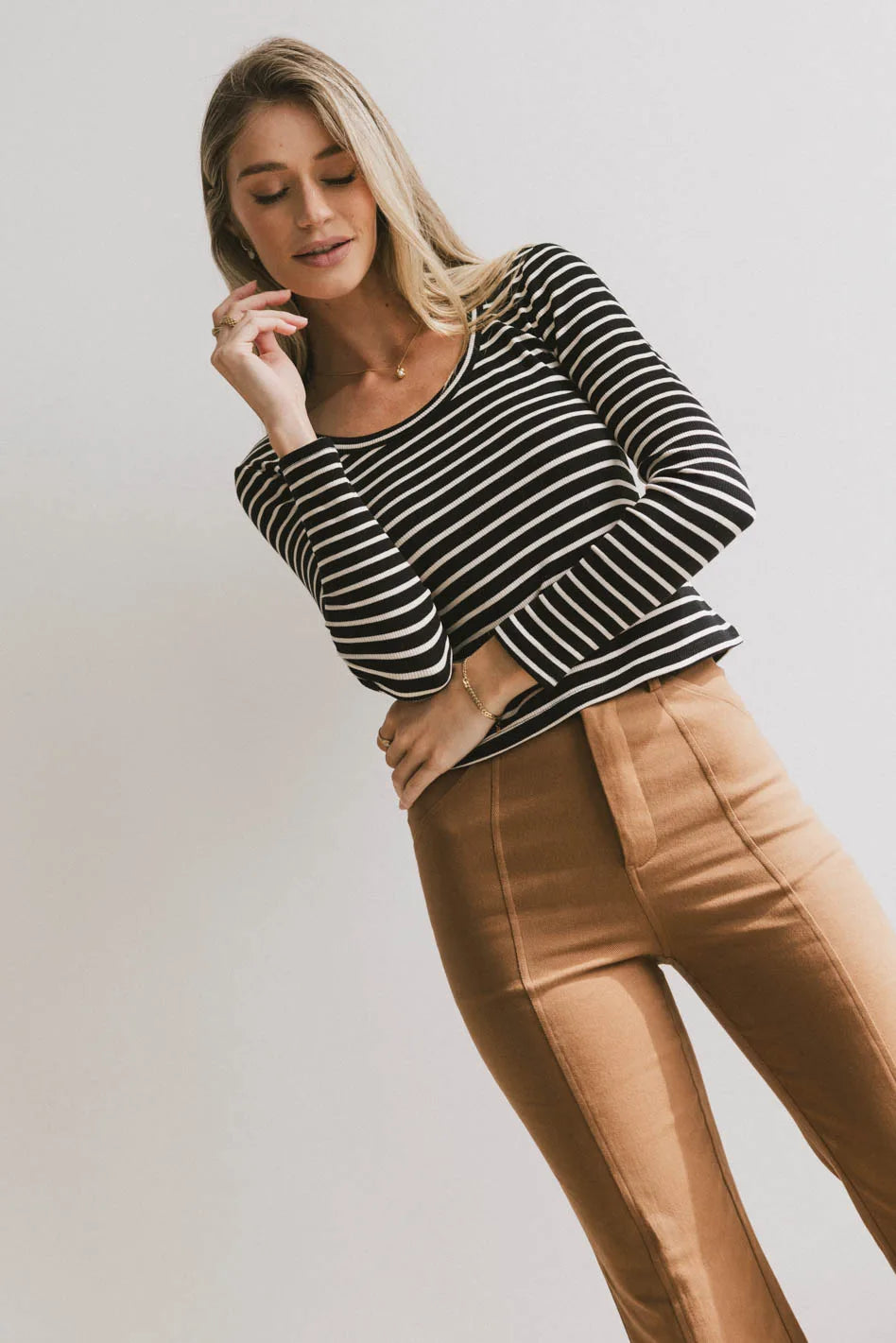 Bodie Ribbed Top in Black Modern Women's 