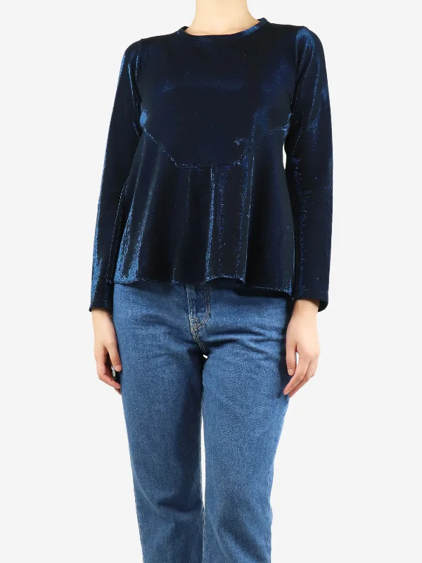 Blue metallic sheer top - size M Edgy Women's Punk
