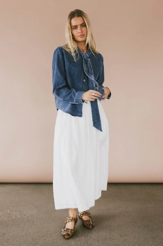 Savv Denim Button Up Monochromatic Office Style