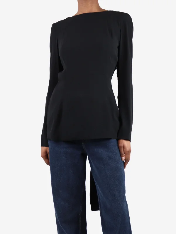 Black tie-back top - size UK 6 Earthy Women's Hemp - based