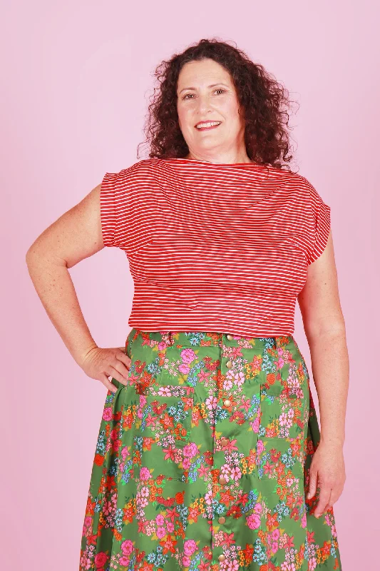 Rizzo Top Sicily Red Stripe Classic Women's Pin - striped