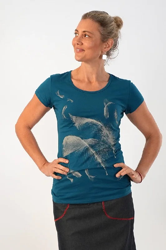 Fitted Tee Feather Turquoise/Taupe Dynamic Women's Moto