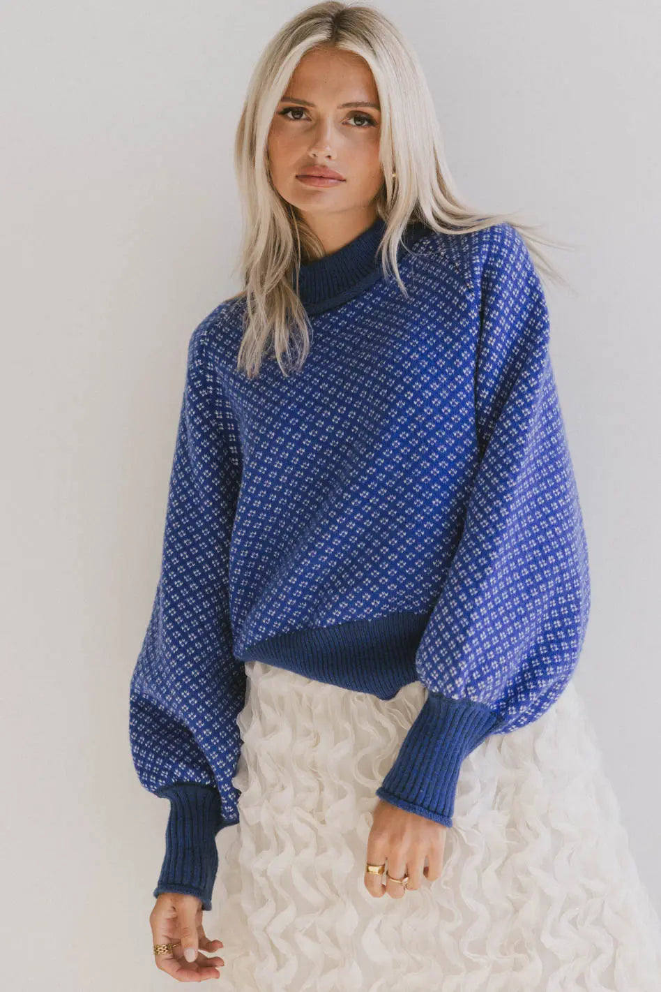 Nathalia Knit Sweater in Cobalt Vintage Women's 1970S 