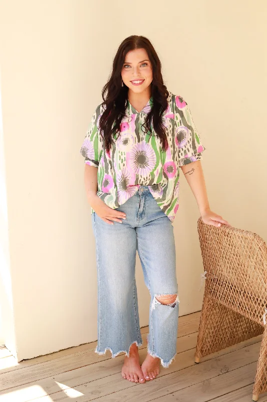 Colorful Squiggle Lines Top Edgy Women's Punk