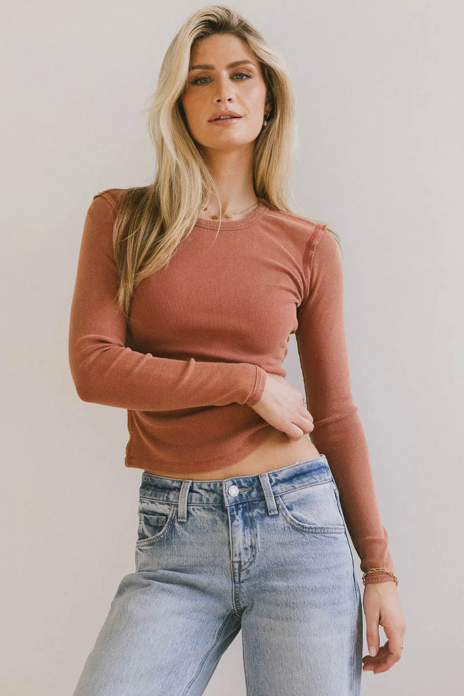 Lexie Ribbed Top in Red Classic Women's Pin - striped