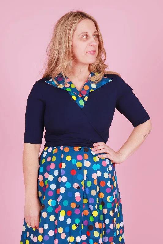 Billie Ballet Wrap Star Gazer Navy Monochromatic Office Style