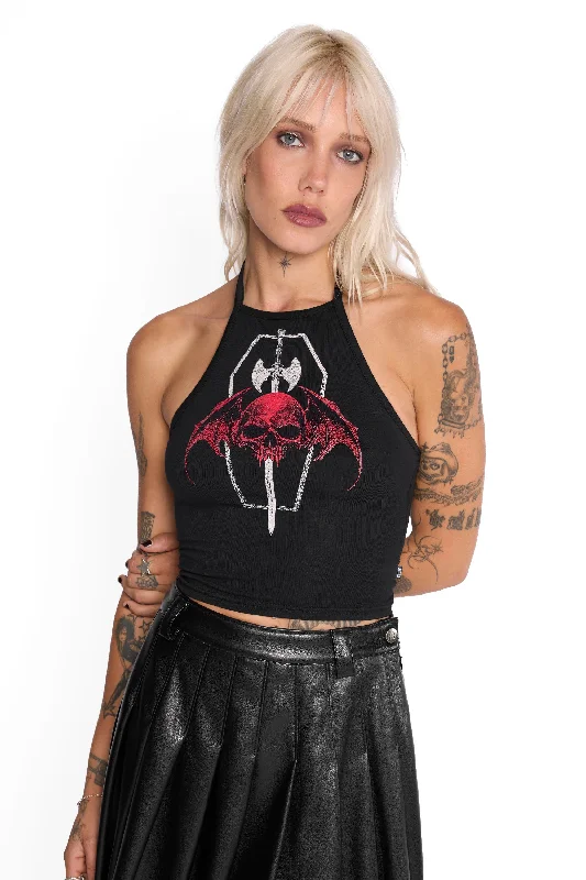 Amory Halter Crop Top Cool Women's Distressed