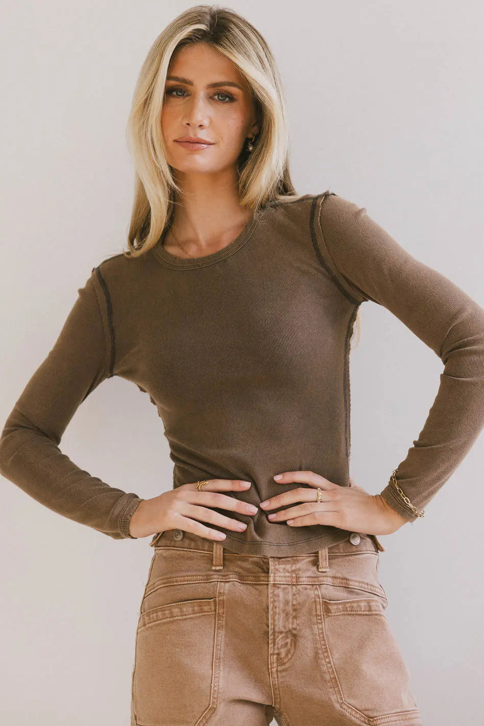 Lexie Ribbed Top in Charcoal Bold Women's Animal Print