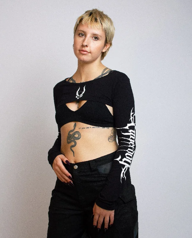CROP LONG SLEEVE TOP CYBERLUX Minimalist Women's Casual