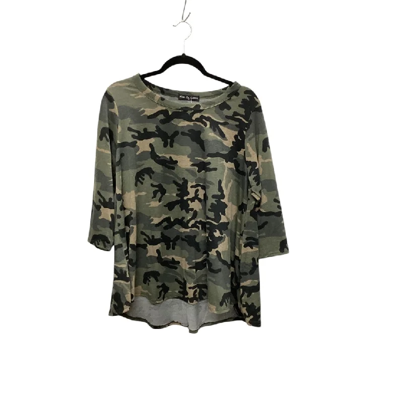 Top Long Sleeve By Kim & Cami In Camouflage Print, Size: 1x Youthful Women's Pop
