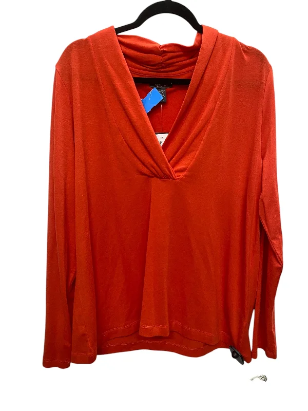 Top Long Sleeve By Kenneth Cole Reaction In Orange, Size: Xxl Feminine Women's Soft 