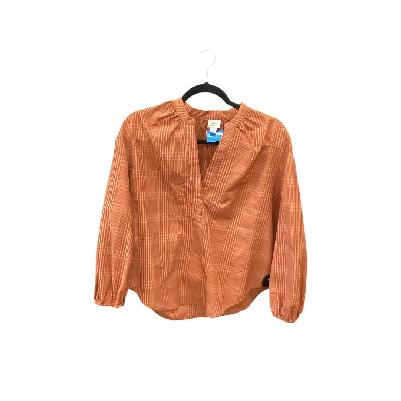 Top Long Sleeve By A New Day In Orange, Size: S British Gentlewoman Style