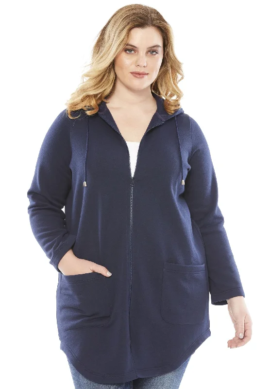 Fleece Zip Hoodie Sweatshirt Hip Women's Retro