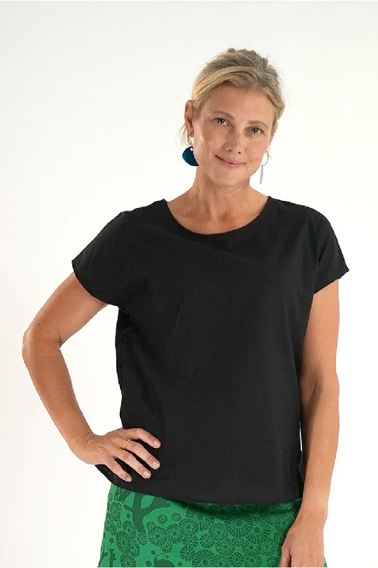 Tilly Top Plain Black Unique Women's Upcycled