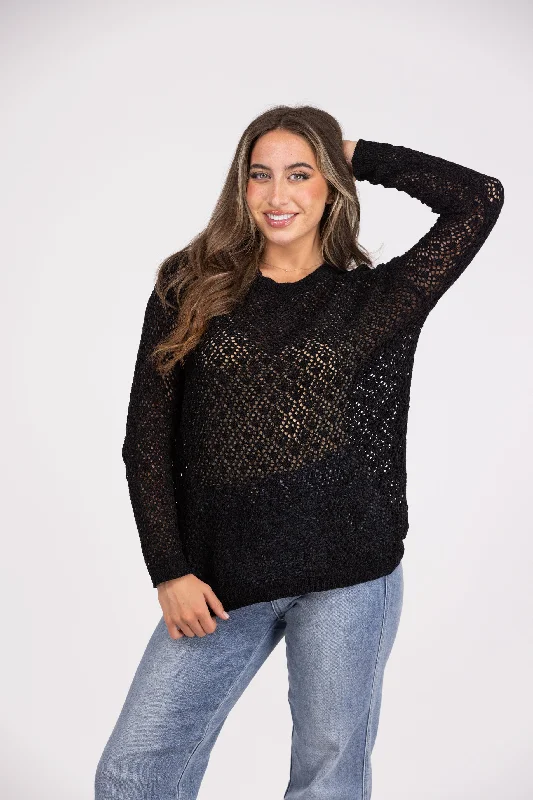 Floating in Empty Space Women's Sheer Diamond Sweater French