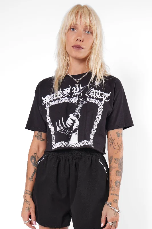 Athame Cropped Cut-Off Tee Dapper Women's Bow - adorned