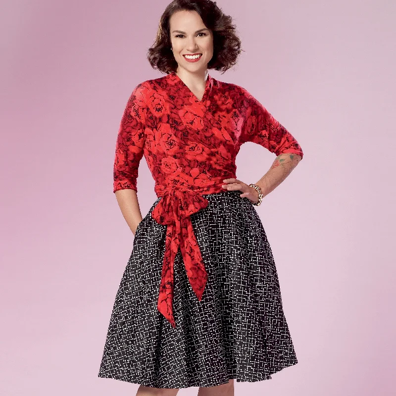 Simplicity Vintage Sewing Pattern 9288 Wrap Top and Flared Skirt Refined Women's 