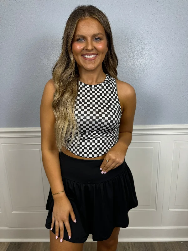 Checkered cropped tank Elegant Women's 