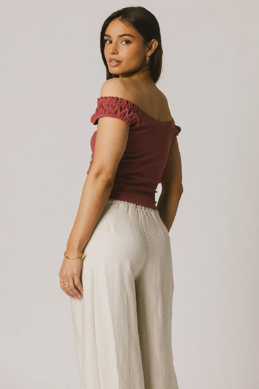 Ace Ribbed Top in Berry Stylish Women's Tropical 
