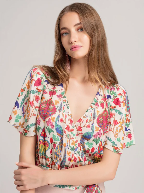 Peacock Wrap Top British Gentlewoman Style