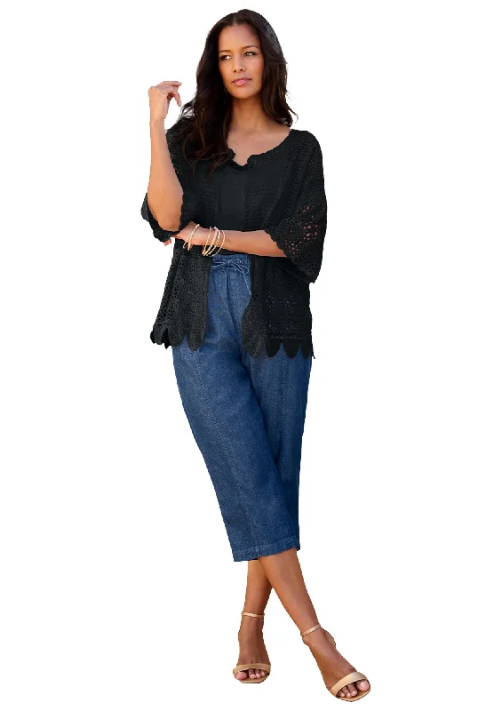 Scallop Trim Crochet Cardigan Scandinavian