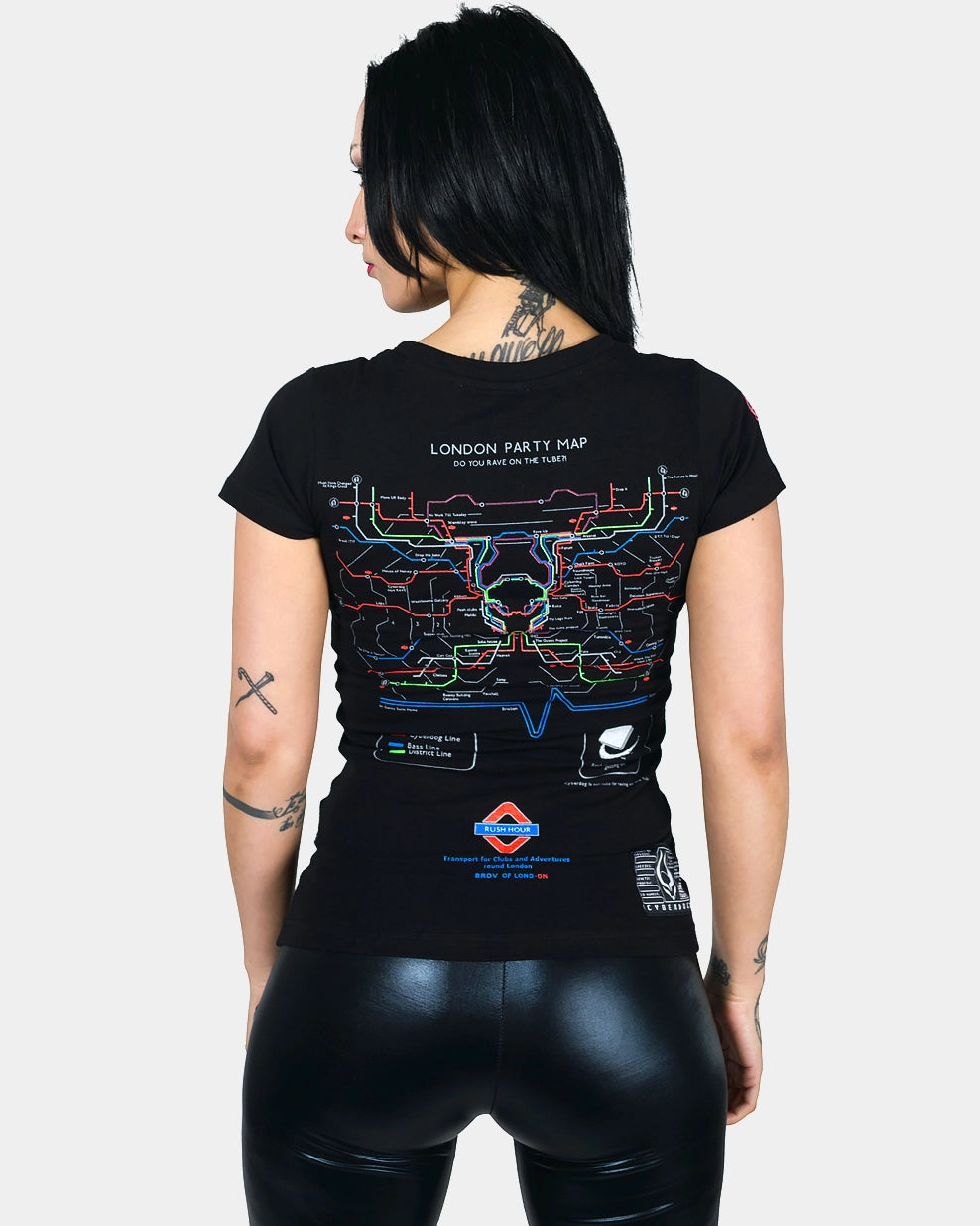 PARTY MAP T-SHIRT GIRLS BLACK Hip Women's Retro