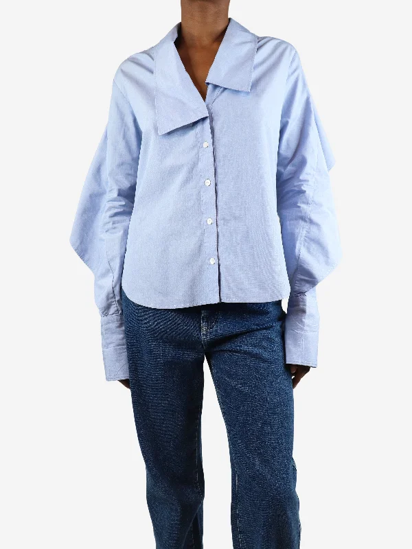 Light blue asymmetric-collar shirt - size UK 6 Monochromatic Office Style