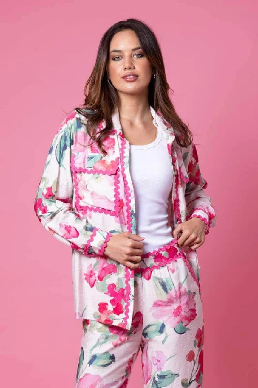 Ezra Shirt Pink Floral Monochromatic Office Style