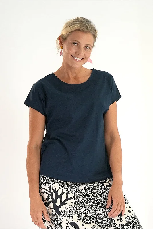 Tilly Top Plain Navy Cashmere