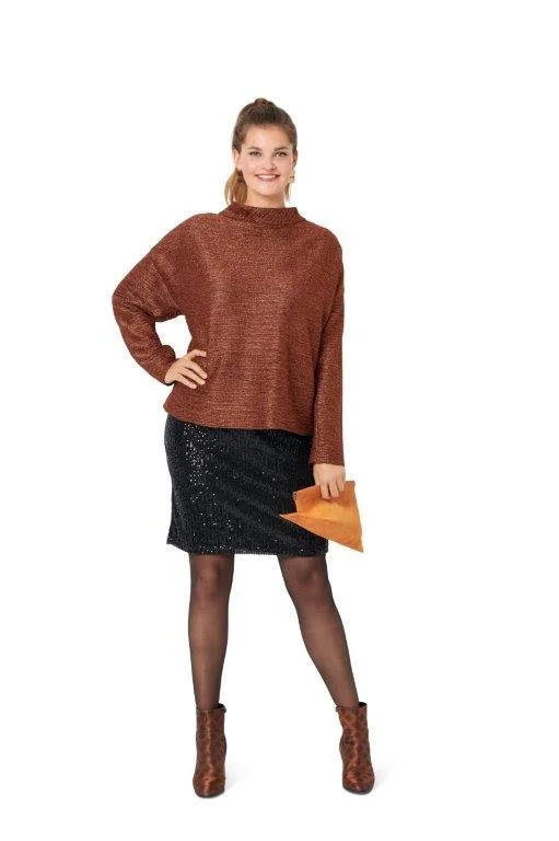 Burda Sewing Pattern 6087 Top, Dress – Figure Fitting Cozy Women's Winter