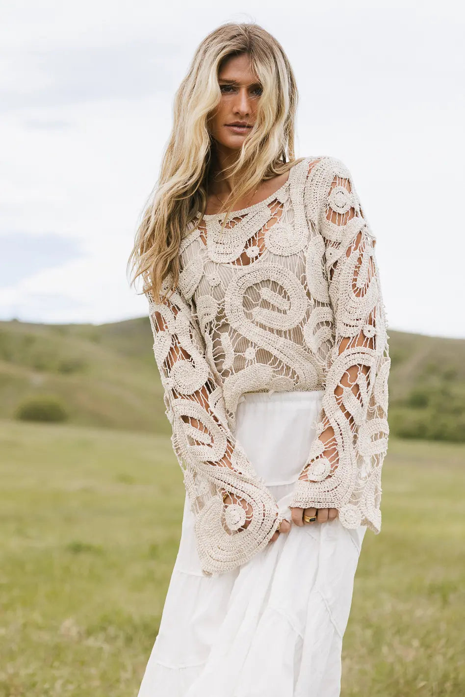 No Worries Crochet Top in Cream Preppy Women's College
