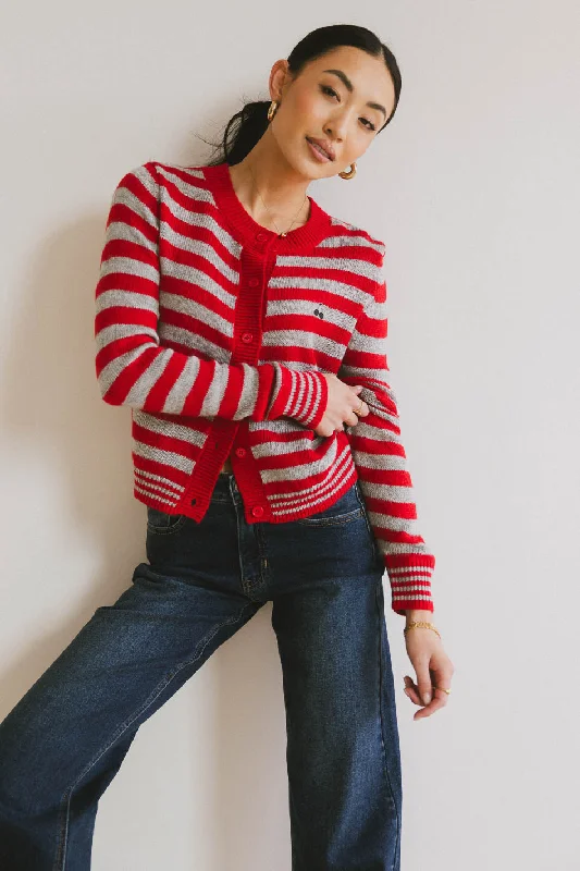 Albia Cherry Striped Cardigan Feminine Women's Soft 