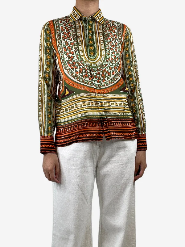 Multi printed cotton shirt - size UK 8 Monochromatic Office Style