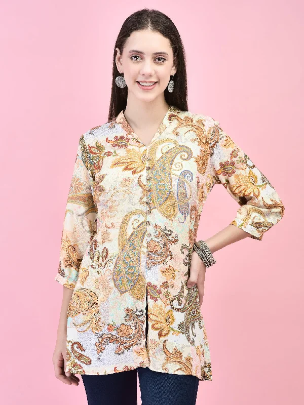 Women Liva (Rayon) Multicolor Paisley Print Tunic Rugged Women's Outdoor 
