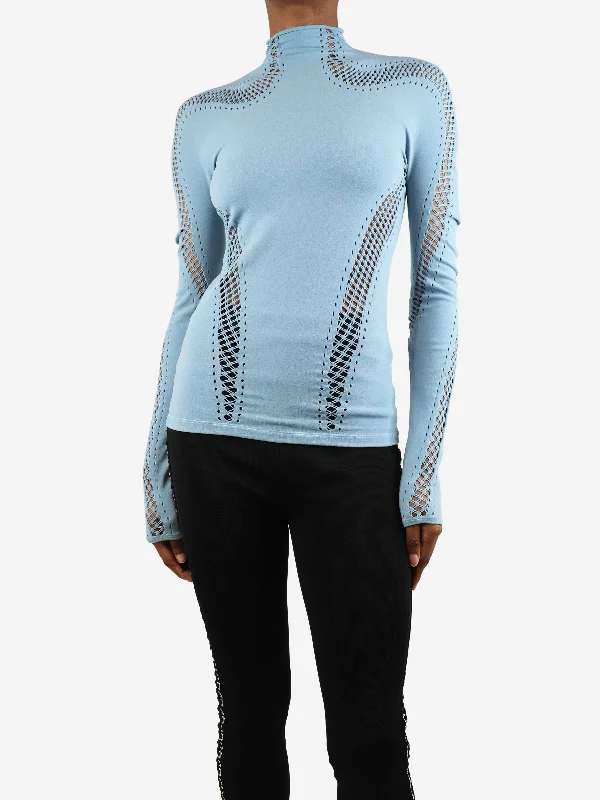 Blue high-neck cutout top - size UK 6 Dynamic Women's High - energy