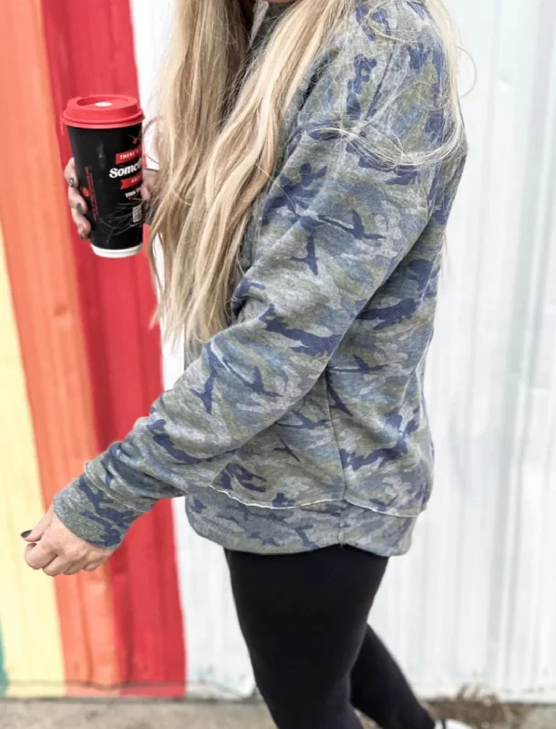 Weekend Fleece Casual Sweatshirt Vintage Camo Casual Women's Loose - fitting