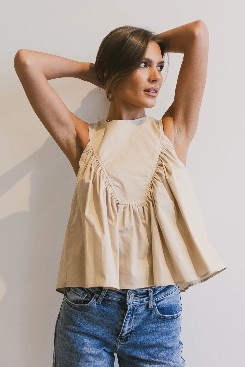 Anselle Swing Blouse in Taupe Country