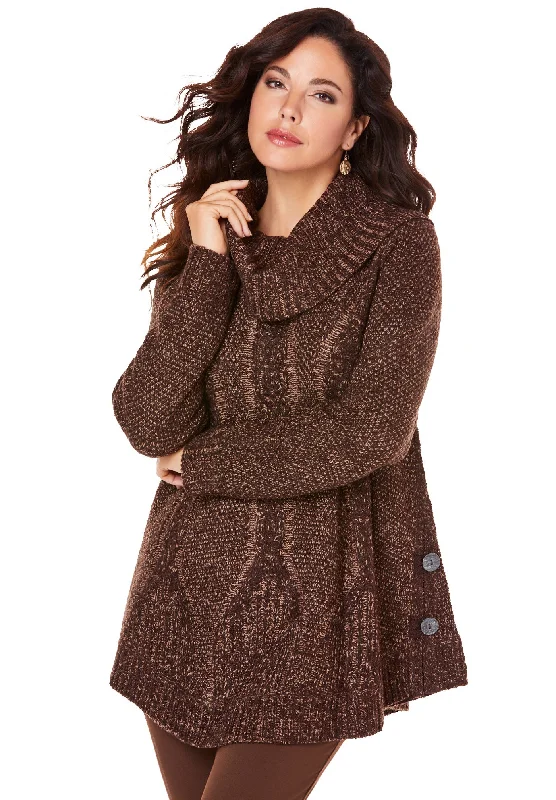 Cowl Neck Cable Pullover Sweater Cool Women's Skate