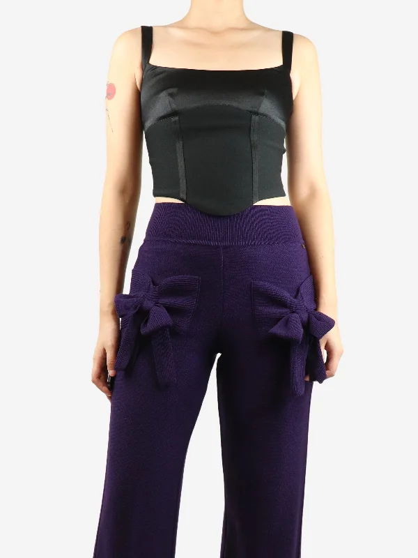 Black satin corset panel top - size S Stylish Women's Neon