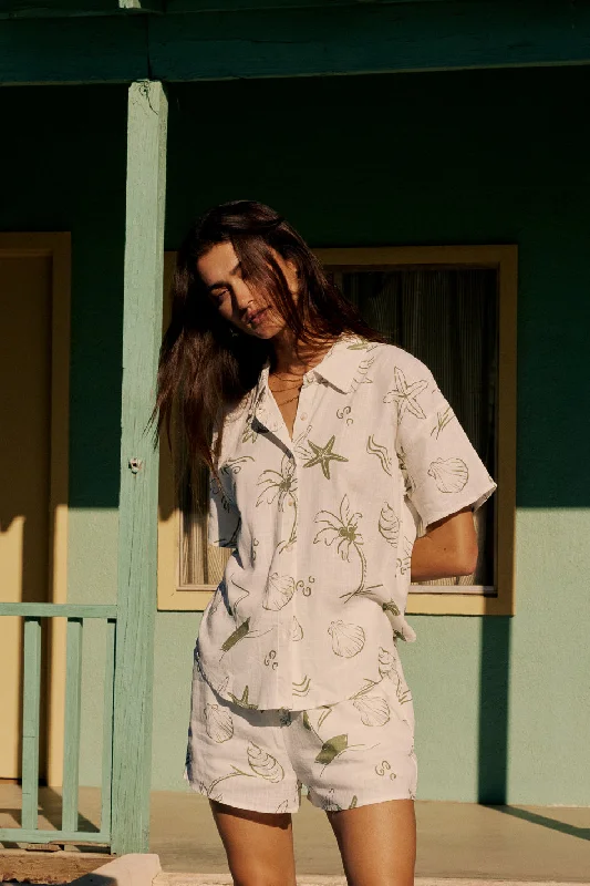 Sandy Linen Button Up Stylish Women's Tropical 