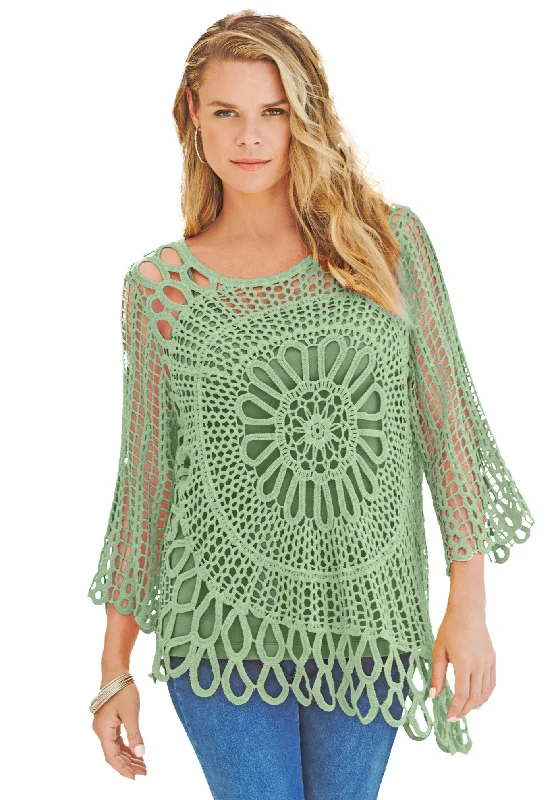 Starburst Crochet Sweater Preppy Women's College